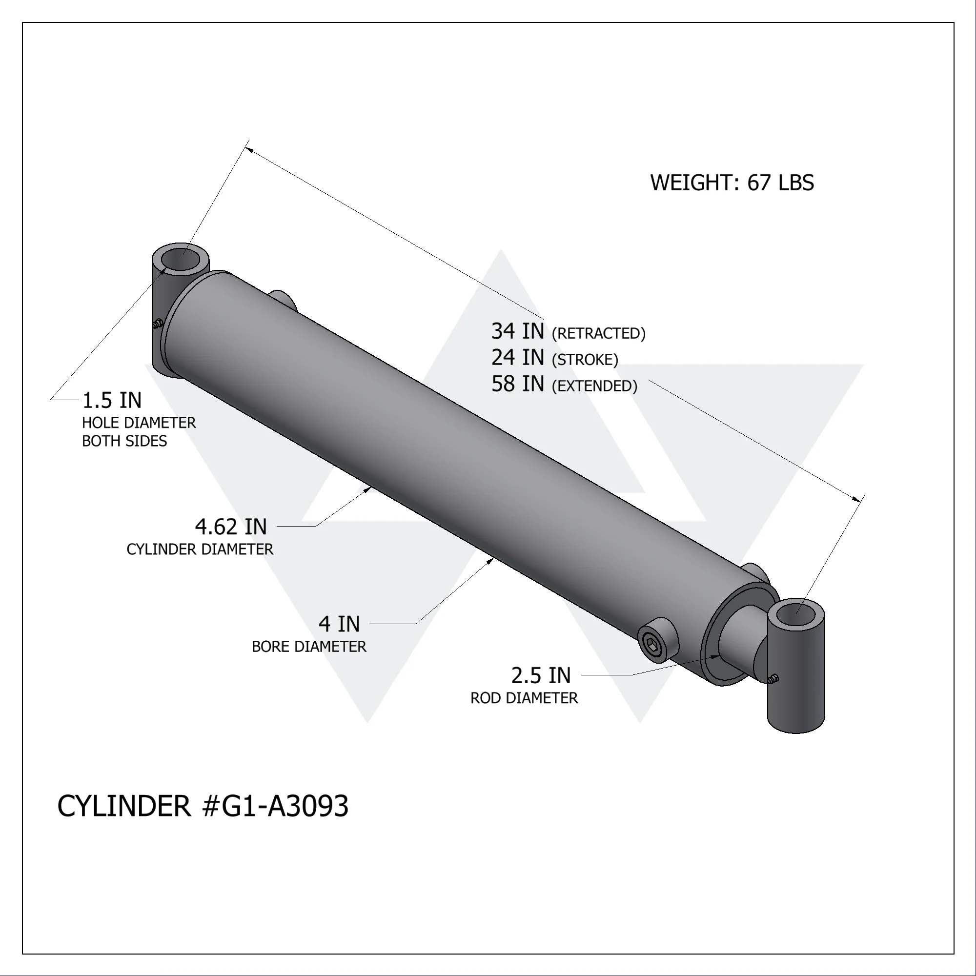 Galbreath™ Hydraulic Cylinder (4" X 2.5" X 24")