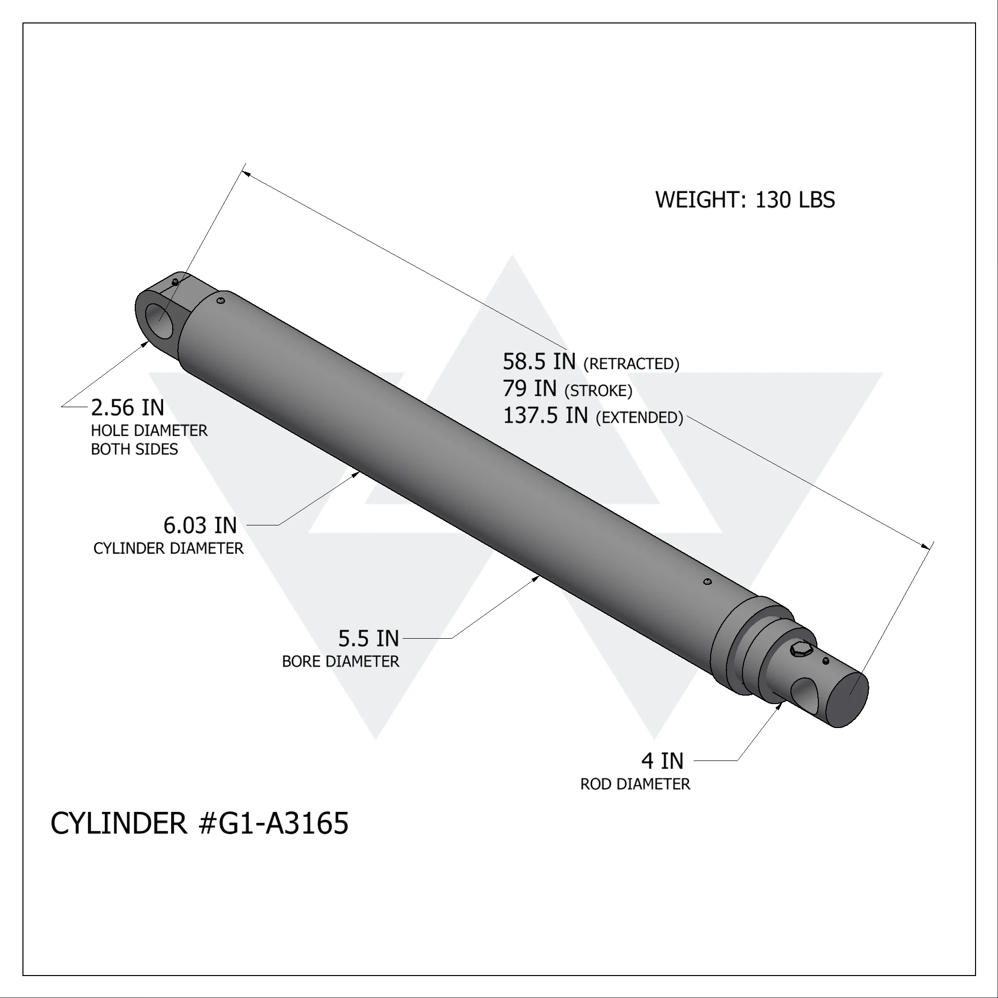 Galbreath™ Cylinder Double Acting (5"-4" X 79")