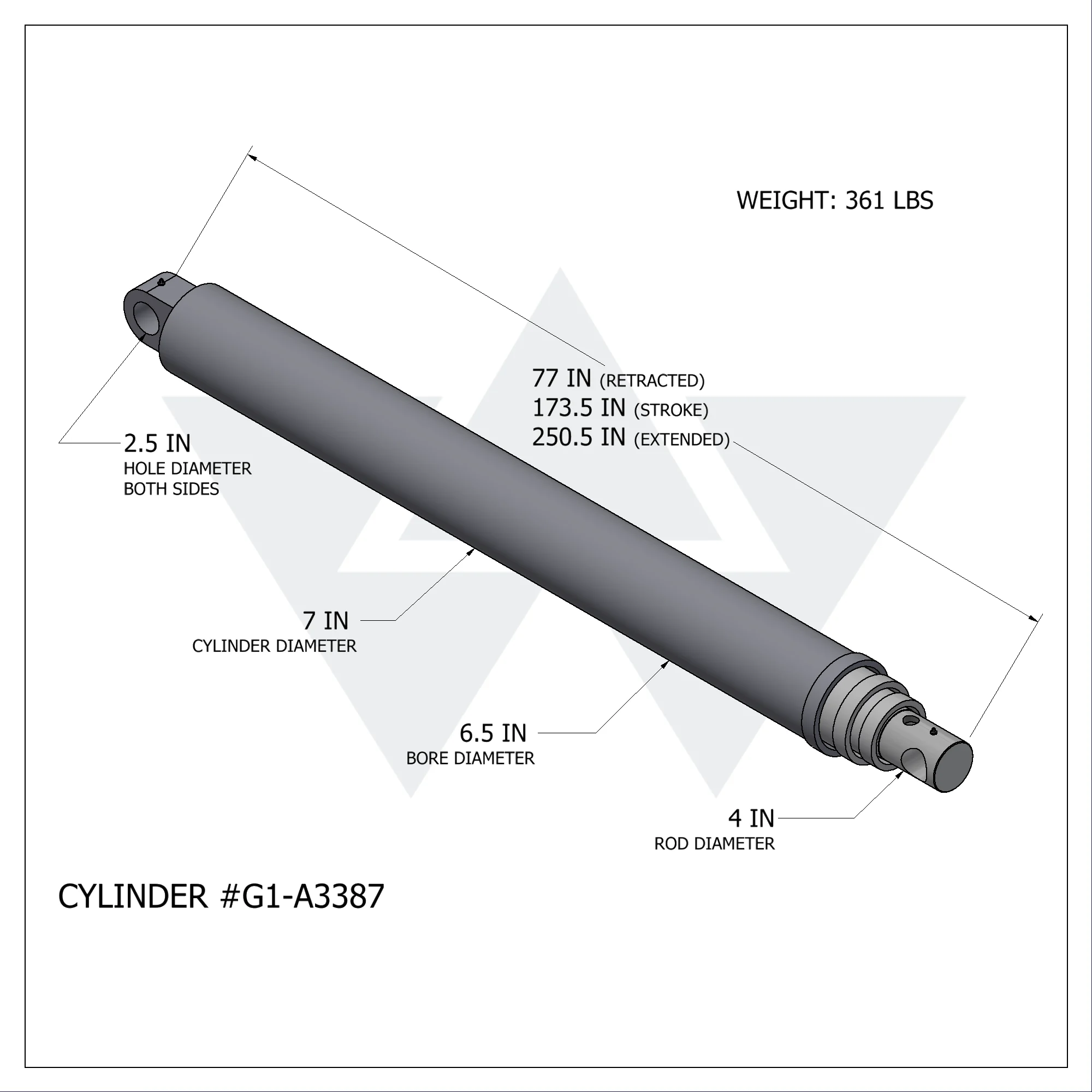 Galbreath™ Double Acting Cylinder (6"-5"-4" X173.5")