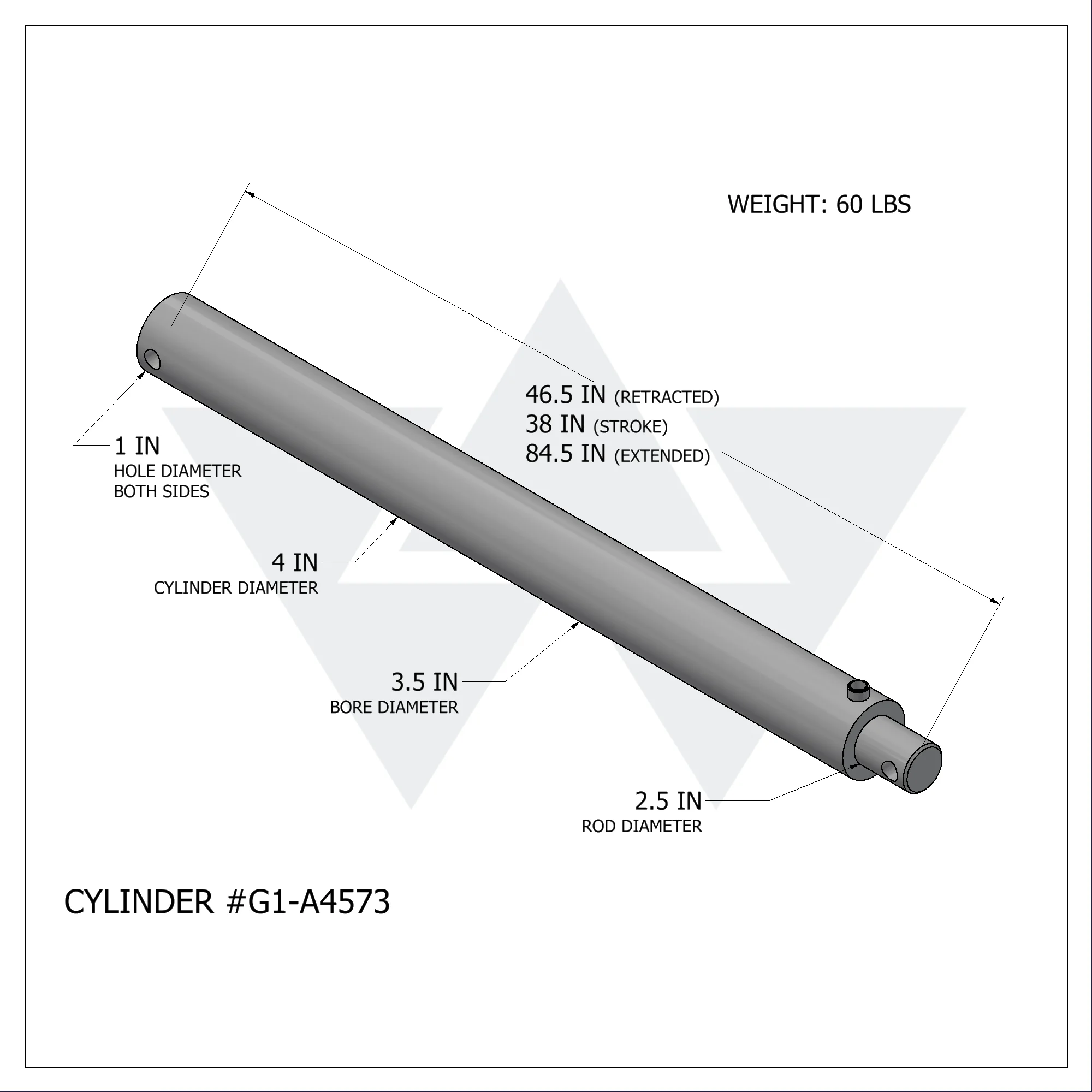 Galbreath™ Hydraulic Cylinder (3.5" X 2.5" X 38")
