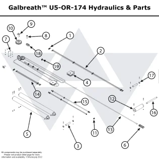 Galbreath™ Hoist U5-OR-174 Main Frame Hydraulics and Parts Assembly