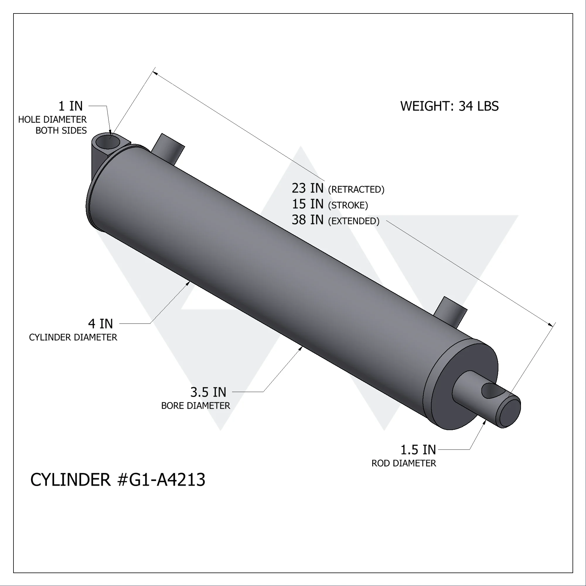 Galbreath™ Double Acting Cylinder (3.5" X 1.5" X 15")