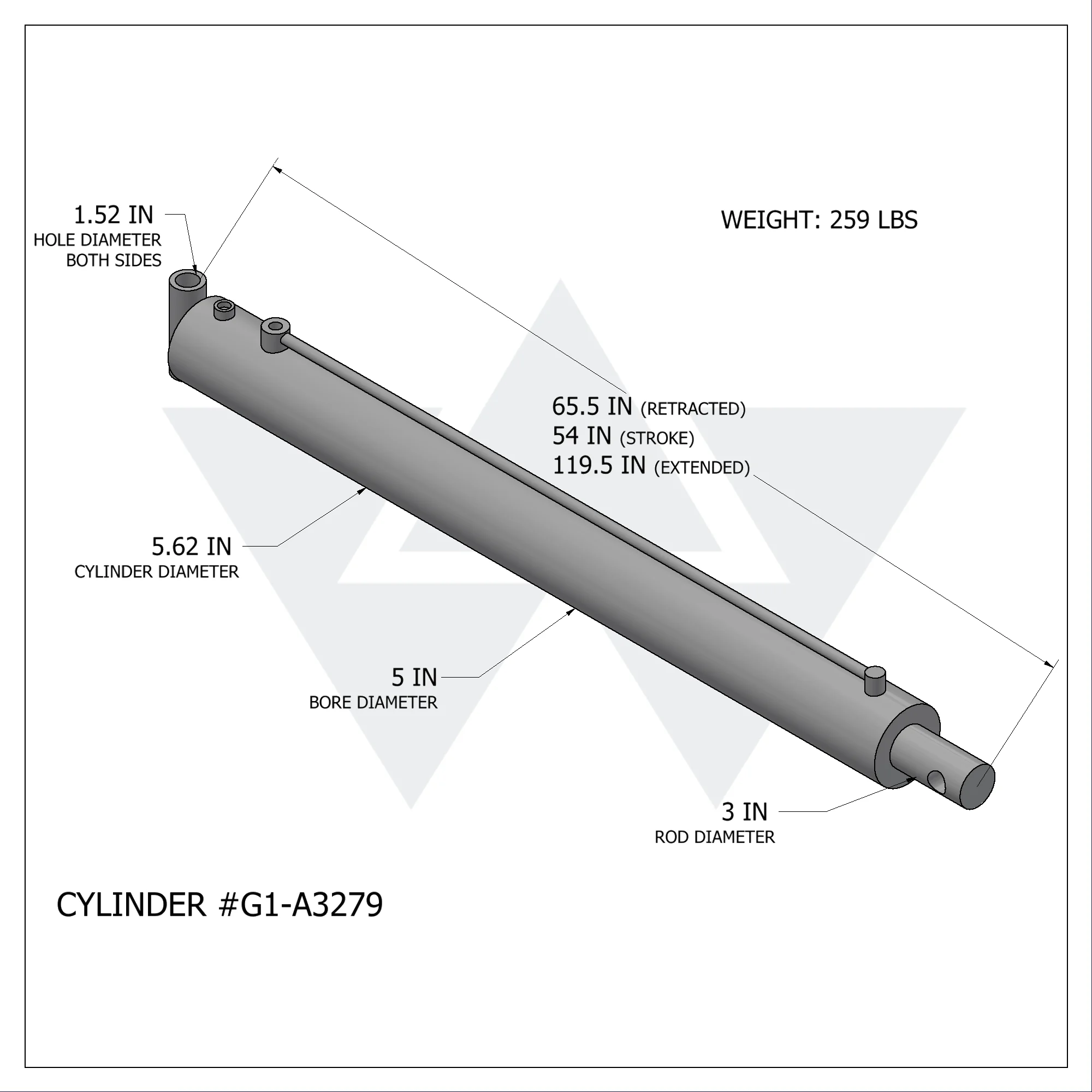 Galbreath™ Double Acting Cylinder 5X3RX54