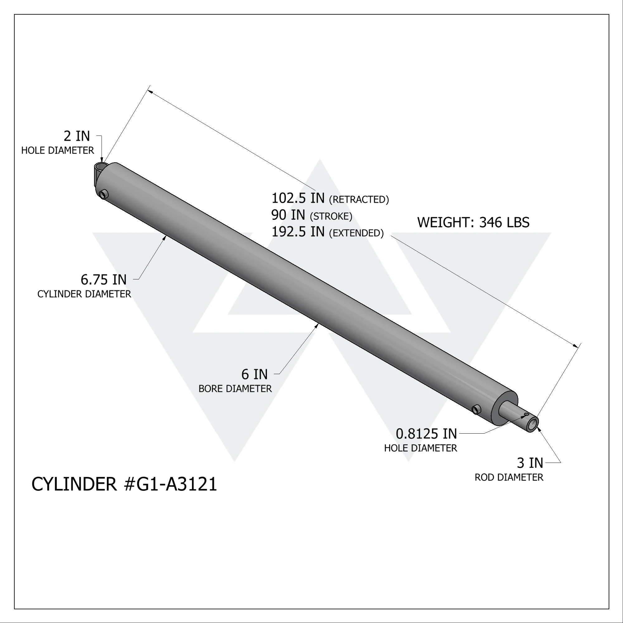 Galbreath™ Winch Cylinder (6" X 3" X 90")