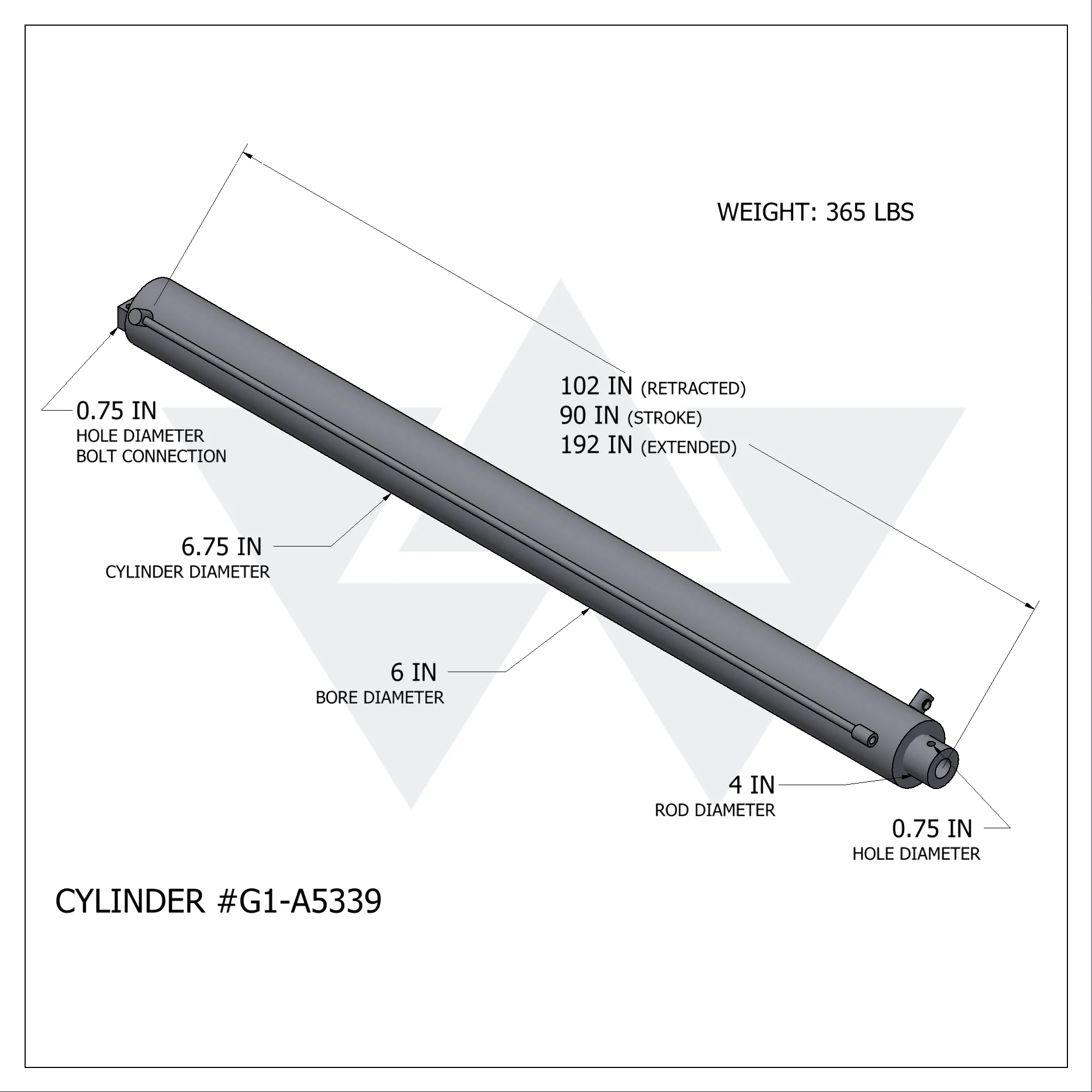Galbreath™ Double Acting Cylinder (6" X 4" X 90")