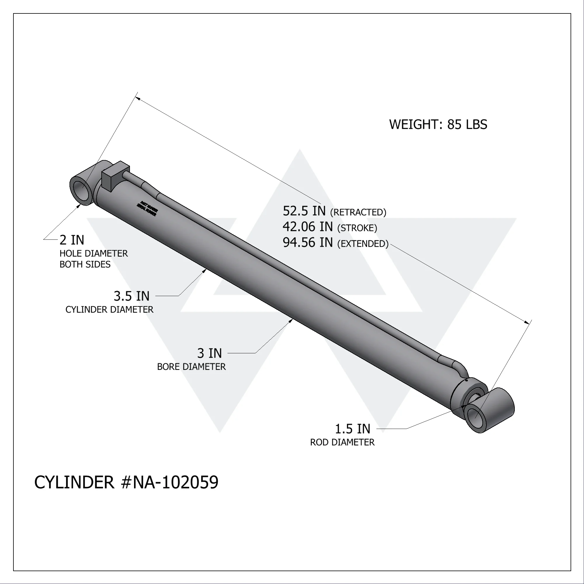 Wastebuilt® Replacement for New Way Tailgate Lift Cylinder 102059 (3" X 1.5" X 42.06")